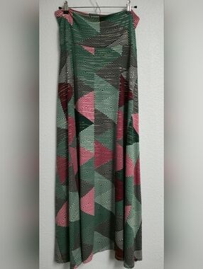Lularoe Maxi Skirt with Green and Pink Geometric Print